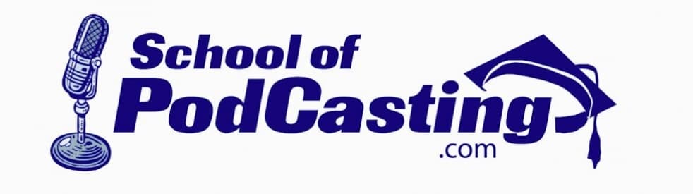 Image shows the logo for Schoolofpodcasting.com.