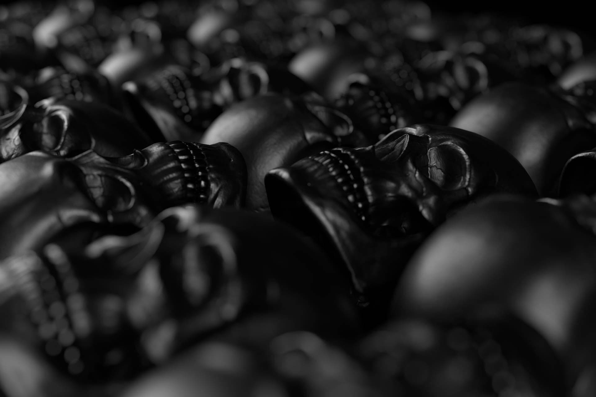 Image shows multiple terminator-style skulls next to each other.