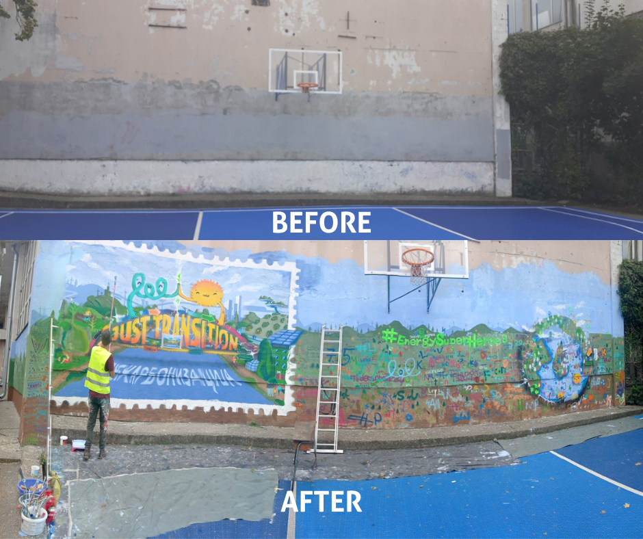 Mural before after
